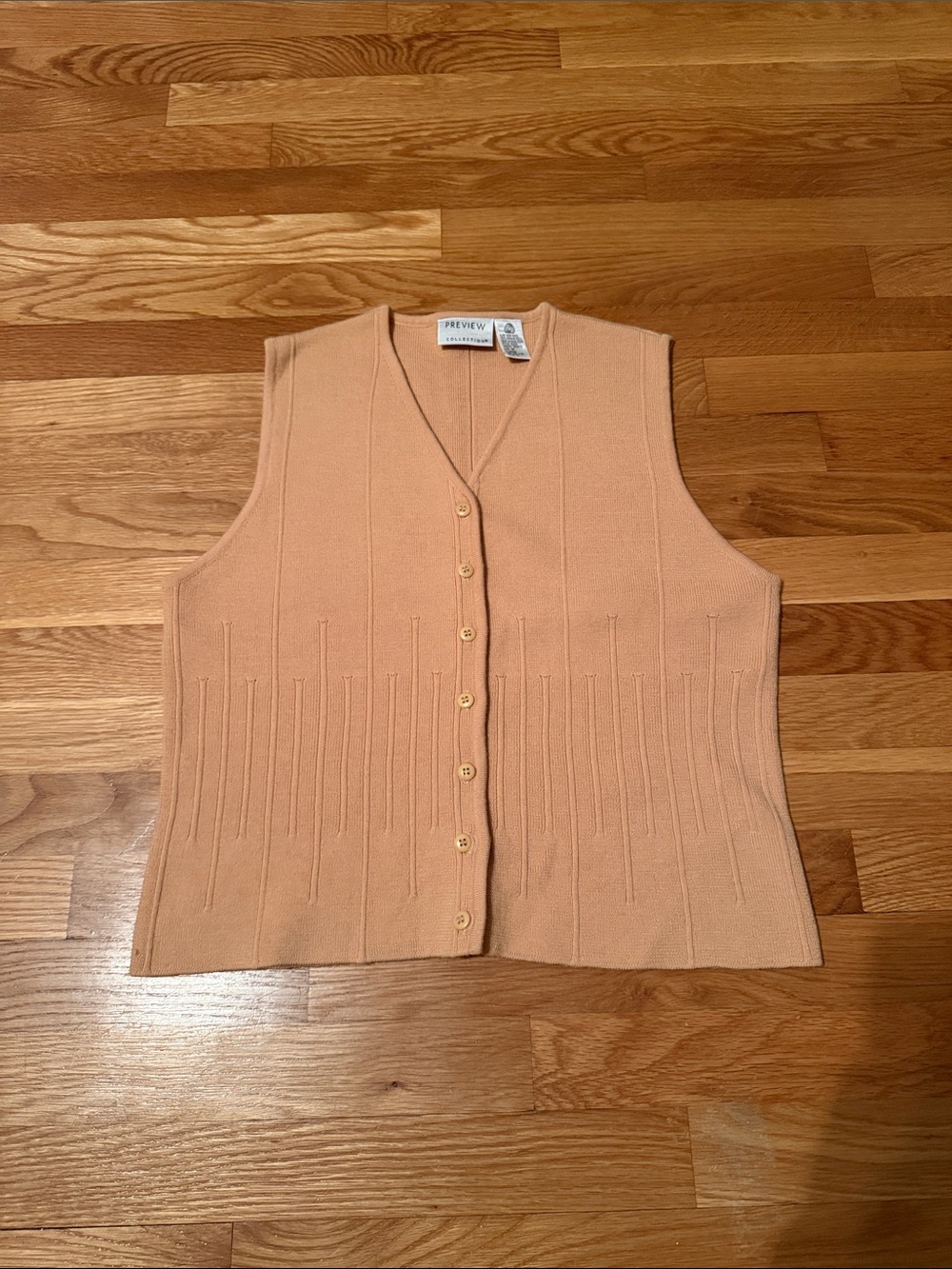Preview Collection tan/yellow Button-Front Knit Vest- vintage